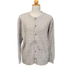 メンズ ニット カーディガン グレー L 羽織り 春秋冬★丸首 ゆるだぼ