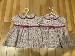 ● 未使用　組曲　花柄襟付きワンピース 80サイズ 2着セット●のサムネイル