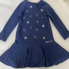 ミミソル　ネイビー 星刺繍 ワンピース 150 160 12y