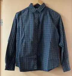 earth music&ecology M ネイビー系チェック 長袖シャツ