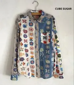CUBE SUGAR キューブシュガー 花柄 コットンリネン シャツ Mのサムネイル