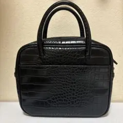 黒 クロコダイル風 ハンドバッグ