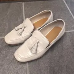 LE TALON スクエアタッセルローファー 24.5cm ベージュ