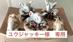 エレファント陶器製の置物セット 5体