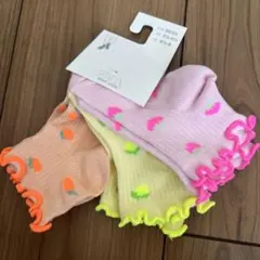 新品 ZARA ベビー　靴下 3足セット フルーツ柄　ネオン