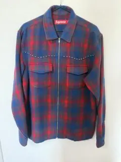Supreme Studded Shadow Plaid Zip Up navyのサムネイル