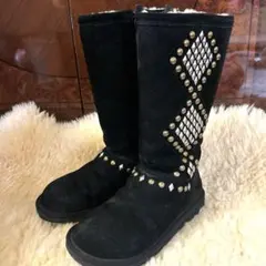 UGG★スタッズ装飾 黒スエード ムートンブーツ★22.5