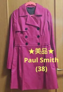 ★ポール・スミス ブラック★ピンク トレンチコート(38)★