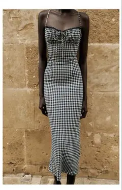 【完売品】ZARA チェック柄ミディ丈ストラップワンピース ZARA チェック柄ミディ丈ストラップワンピース S 新品未使用 - メルカリ