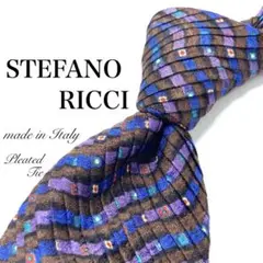 【美品】STEFANO RICCI ネクタイ プリーツタイ 超希少 パープルのサムネイル