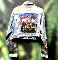 【希少】AMERICAN BAZI ペイントGジャン L クロップド ダメージ