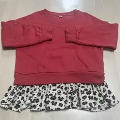 西松屋　裏起毛入りトレーナー　赤✖️ヒョウ柄120cm