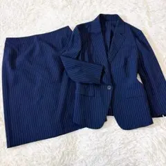 夏仕様 スーツカンパニー スカート セットアップ アンコン 洗える 背抜 L 紺