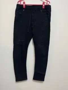 アズール　ブラック　黒　ダメージパンツ　ストレッチ　紐