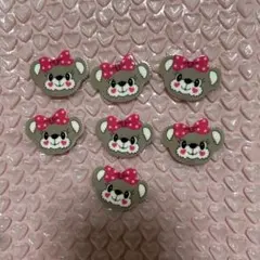 クマの顔デコレーションパーツ7個セット