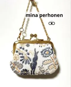 ミナペルホネン⚮̈celebrate うさぎ 刺繍 がま口ミニバッグ