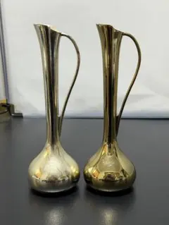 金属製 一輪挿し ゴールド&シルバー 2個セット 花瓶