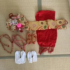 赤と金の花柄 着物用結び帯セット