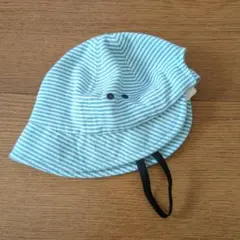 ベビー帽子 青と白のストライプ 40cm
