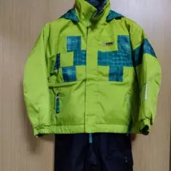 値下：RÉSEÉDA キッズスキーウェア 130サイズ 緑×青チェック オンヨネ