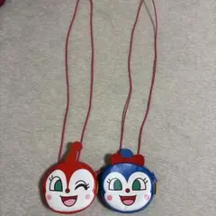 キャラクター顔デザインポーチ 赤青セット