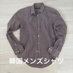 Giordano 赤と白のチェック 長袖シャツのサムネイル