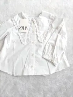 新品未使用「ZARA」ブラウス　白シャツ　110センチ