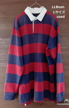 L.L.Bean ラガーシャツ 赤と紺のストライプ　Lサイズ　古着