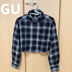 GU フランネルショートシャツ ブラック BLACK レディース 黒 チェック