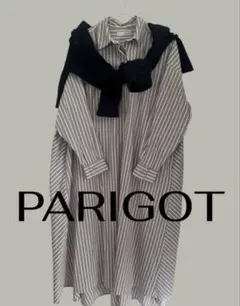 PARIGOT パリゴ　ストライプ柄 ロングシャツワンピース