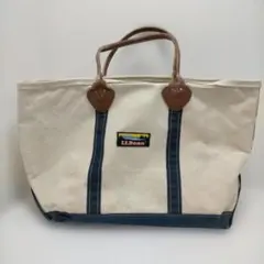 LLBean キャンバストートバッグネイビー レザーハンドル 260226-9T