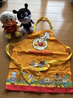 アンパンマン 子供用エプロン　ぬいぐるみset