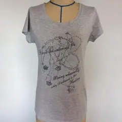 半袖 Tシャツ グレー ラインストーン ロゴ