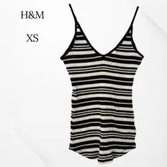 H&M キャミソール　リブ　ボーダー　XS ギャル　Ｖネック　カジュアル