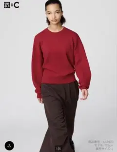 今週中まで　15RED UNIQLO スムースコットンクルーネックセーター　M