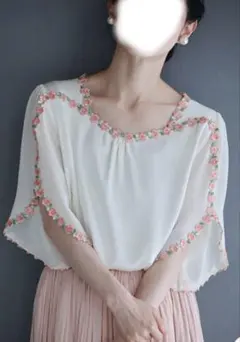 試着のみ Cawaii シースルーブラウス トップス 薔薇のサムネイル