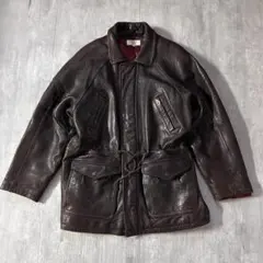 C927 CIRCLE レザージャケット フランス羊革使用 XL 濃茶 重厚感