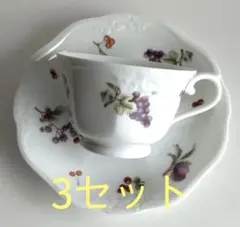 値下げ Noritake ノリタケ カップ＆ソーサー3客 フルーツ柄