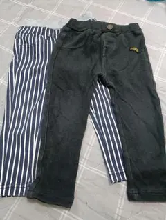 ボトムス2枚セット サイズ90 ストライプ/ブラック