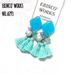 ＼SALE／タッセルピアス ミントグリーン 泡 海 大ぶり【イヤリングへ変更可】