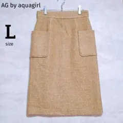 【エージー バイ アクアガール】】ウール混 タイトスカート パッチポケット L