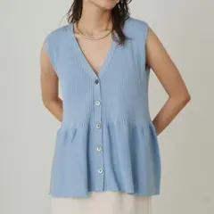 ラウンジドレス　Loungedress　ニット　ペプラム　ノースリニット