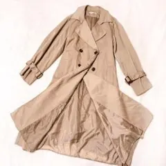 【レトロガール】 トレンチコート ロングコート プリーツ Aライン ダブル