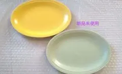 2枚 美濃焼 オーバル皿 ミモザイエロー ミルキーグリーン 皿 食器 新品