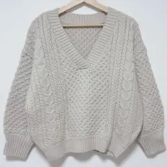 [URBAN RESEARCH] ケーブルニット Vネック セーター アイボリー