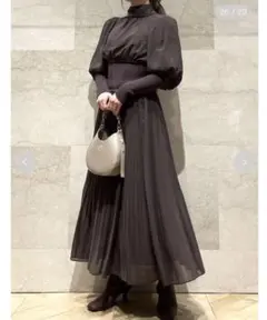 snidel リブドッキングシフォンプリーツワンピ