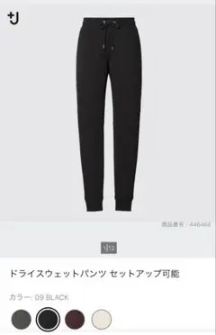 完売品 +J ブラック ジョガーパンツ ドライスウェット L平置ご参考に