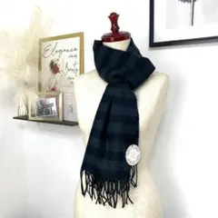 Lune jumelle チェック柄 マフラー 黒 ブラック