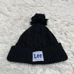 Lee リー ケーブルニット ポンポン ビーニー ニット帽 ブラック 日本製のサムネイル