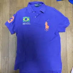 Polo by Ralph Lauren 紫 ポロシャツ M Brazil 国旗